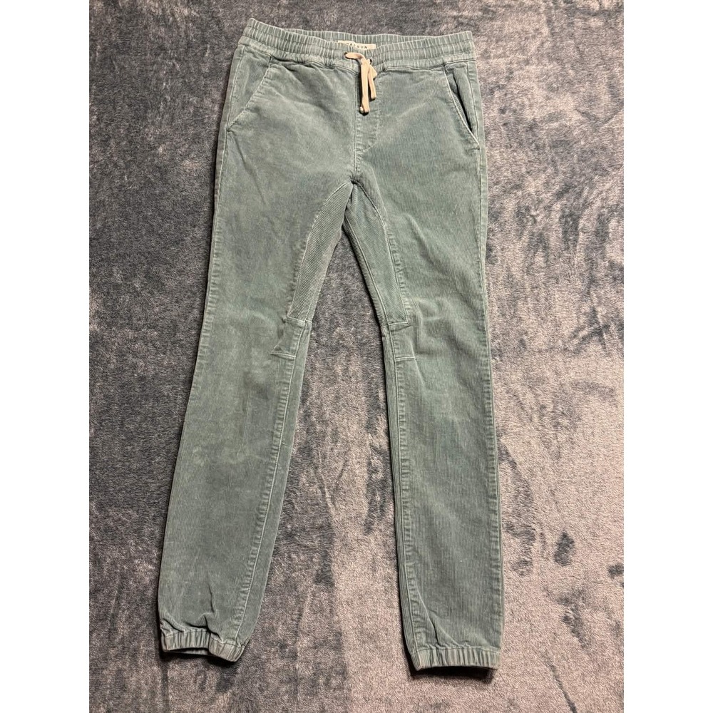 PacSun Mens Sage Green Corduroy Jogger Pants Size S Drawstring Waist Tapered Leg
